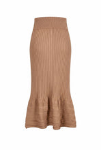 Beige Stripe Texture Midi Skirt