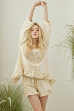 Beige Boho Frilled Floral Crochet Patchwork Mello Top