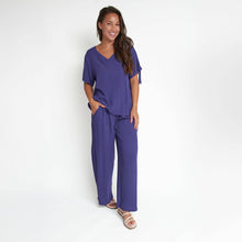 Future Dusk Nika Crepe Tied Short Sleeve V-Neck Blouse
