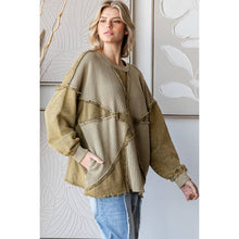 Olive Washed Star Patchwork Soft Oli+Hali Pullover