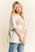 Natural Mineral Washed Floral Flower Patched Tshirt