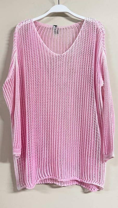 Candy Pink Crochet Venti Cover Up