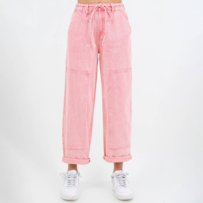 Pink Washed Barrel Fit Pants