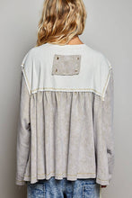 Sand Mixed Panel Thermal Top Vintage Wash Relaxed Fit POL Shirt