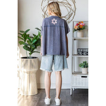 Navy Washed Floral Patchwork Oversized Oli+Hali Tee