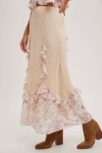 Pink Combo Floral Trimmed Maxi Lace skirt