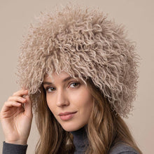 Ivory Fluffy Curly Hair Winter Statement Hat