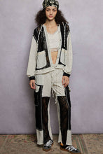 Black Balloon sleeves lace floral knit hoodie POL jacket
