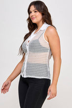 White Plus Size Collared Mesh Smock Glitter Button Down Top