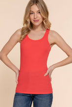 Coral Racerback Rib Knit Tank Top