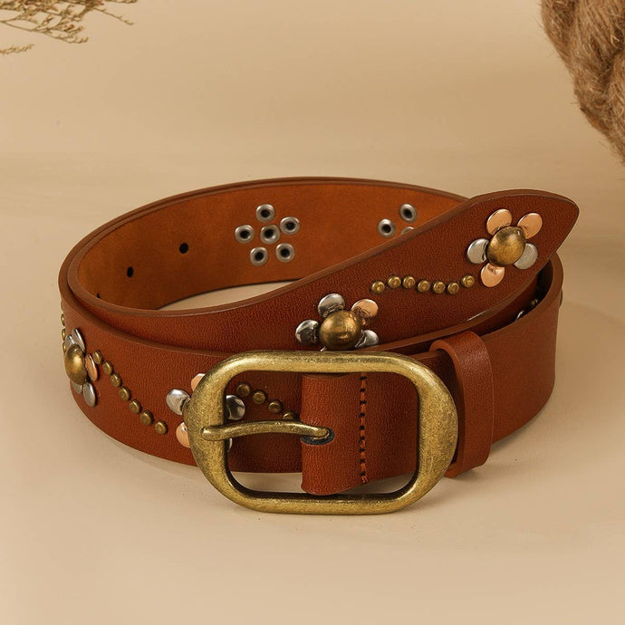 Brown Punk Street Rivet Metal Belt