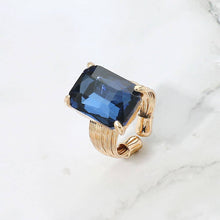 Black Emerald Cut Stone Adjustable Ring