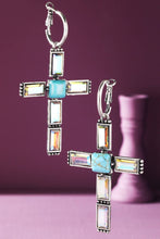 Turquoise Bar Stone Cross Lever back Earrings: TQAB-TURQUOISE