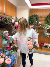 Pearl Grey And Pink Sunkissed Embroider Quarter-Zip Hoodie