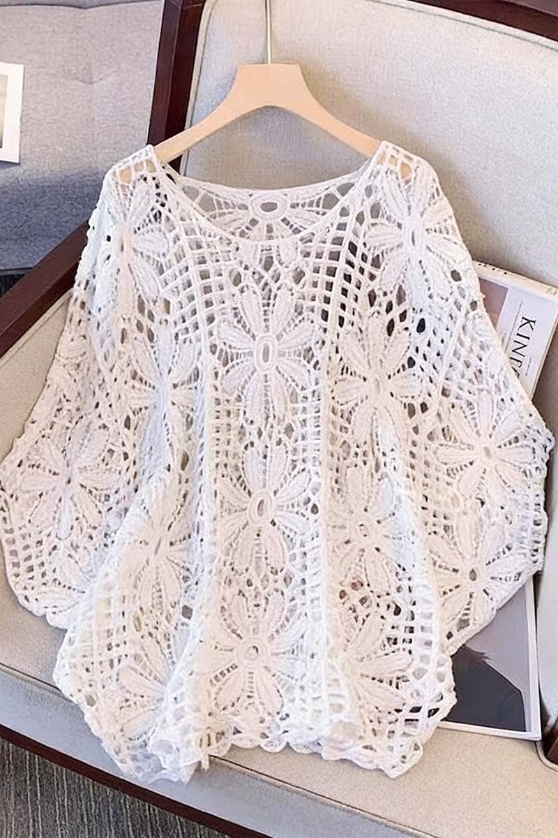 White Elegant Knit Mesh Sweater
