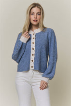 CONTRAST SCALLOP TRIM SWEATER CARDIGAN Latte