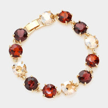 Multi Red American USA Round Stone Link Evening Bracelet
