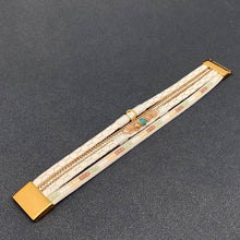 Rhinestone & Resin & Leather Multi-Layer Boho Bracelet