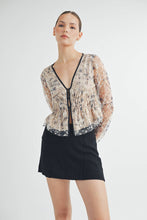 Cream Sheer Embroidered Mesh Peplum Top with Polka Dot Detail