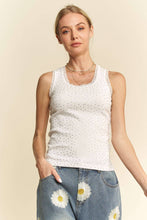 White Rhinestone Lace Trim Sleeveless Davi & Dani Tank Top