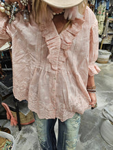 Pink Eyelet Linen Rare Bird Top
