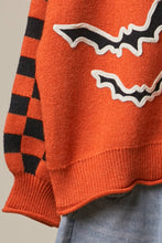 Orange Multi Checkerboard Sleeve Knit Sweater