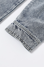 Grey Denim Knit Sweater with Denim Contrast