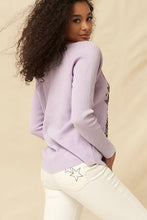 Lavender Vintage Washed Split-Neck Thermal Graphic Top