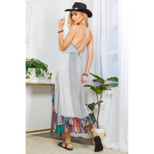 Grey Sun-Kissed Patchwork: Smocked Bliss Bohemian Mid-Length Dress