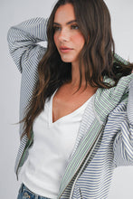Blue Striped Zip Hoodie