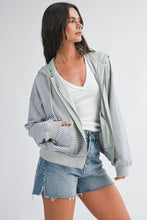 Blue Striped Zip Hoodie