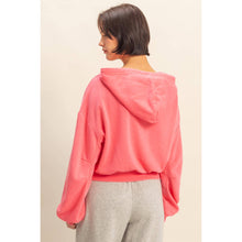 Taffy Pink V-Neck Drawstring Detail Long Sleeve Crop Hoodie