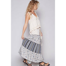 Natural Multi Adjustable waistband floral print POL skirt