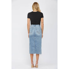 Wild Blue High Waist Distressed Mica Midi Skirt