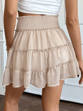 Khaki Pleated Lotus Elastic Waist Skirt