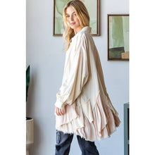 Taupe Ruffle Detail Hem Button Down Oli+Hali Shirt