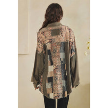 Charcoal Washed Button Up Patchwork Mix Long Sleeve Oli+Hali Shirt
