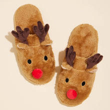 Rodolph Christmas Fuzzy Slippers: Beige
