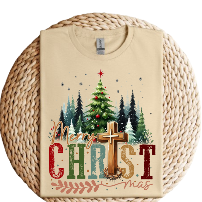 Sand Brown Merry Christmas Tee Shirt