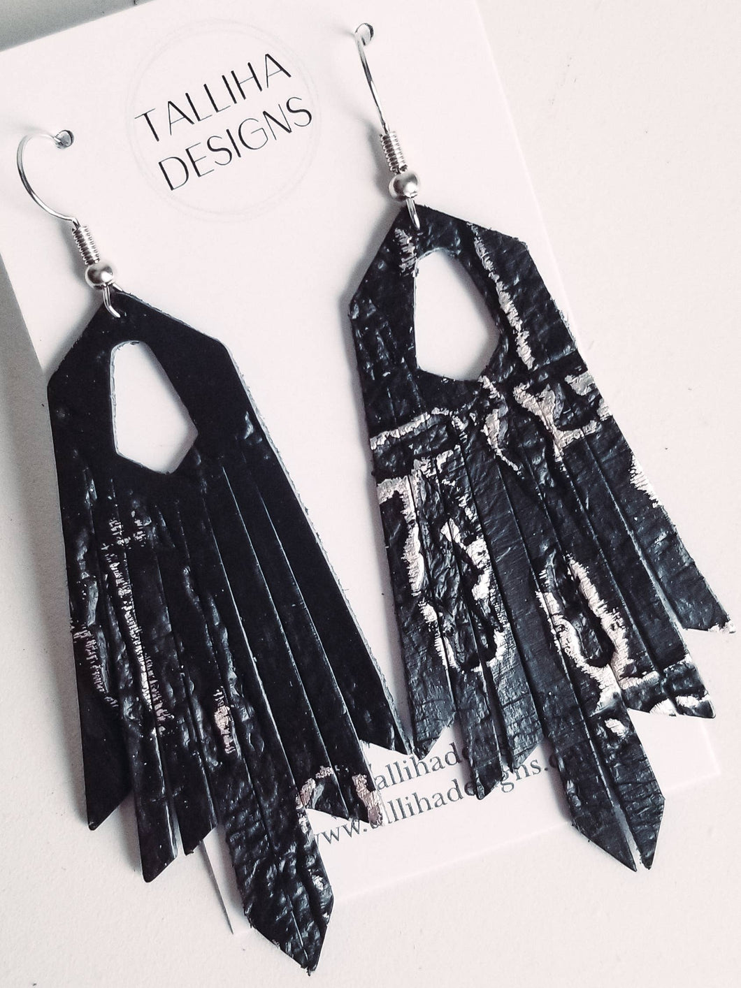 Black & Silver Wildwood Genuine Leather Boho Western Earring