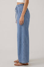 Dark Denim Pleats Buttoned Wide Leg Pants