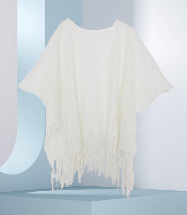White Hollow Tassel Tunic