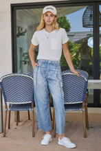 Illusion Faux Denim-like Printed Barrel Pants