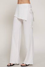 Ivory Tied Overwrap Front Texture Knit Long Pants