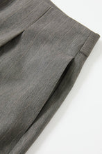 Grey Woven Stripe Balloon Pants