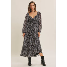Black Multi Stunner Twisted Front Floral Midi Dress