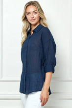 Black Oversize Sheer Button Down Top