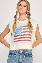 Off White Knit American Flag Pullover Sweater Vest