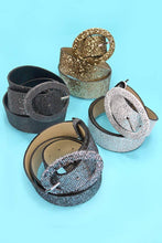 Silver Faux Leather Glitter Belt