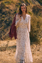 Cream Berry Dreamy Floral Mesh Maxi Dress